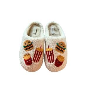 Mellow & Mod Women's 7/8 Sherpa Slippers Burger Fries Soda